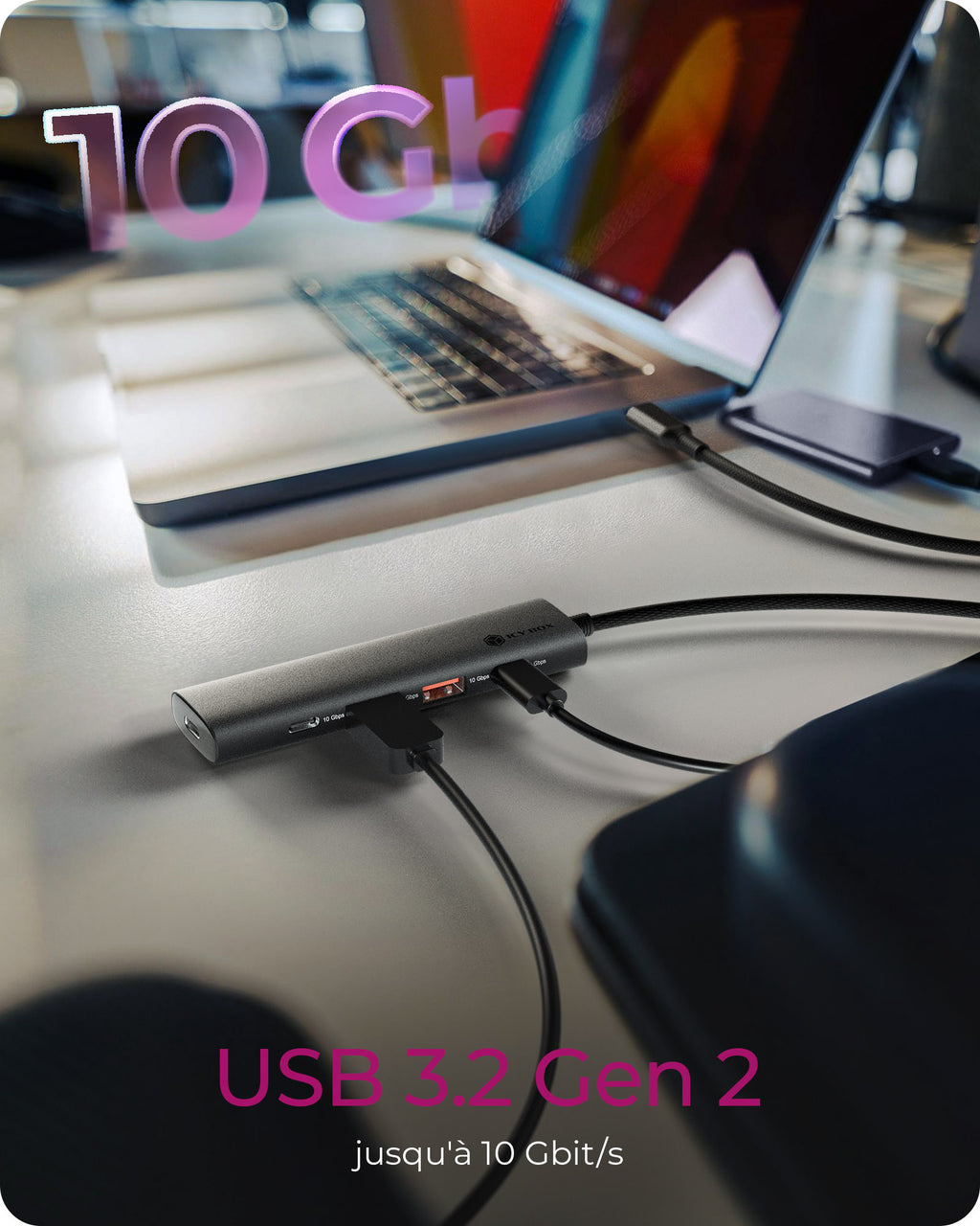 Hub USB 3.2 Gen 2 (3.1 Gen 2) Type-C IB-HUB1437-CPD, Aluminium, Noir
