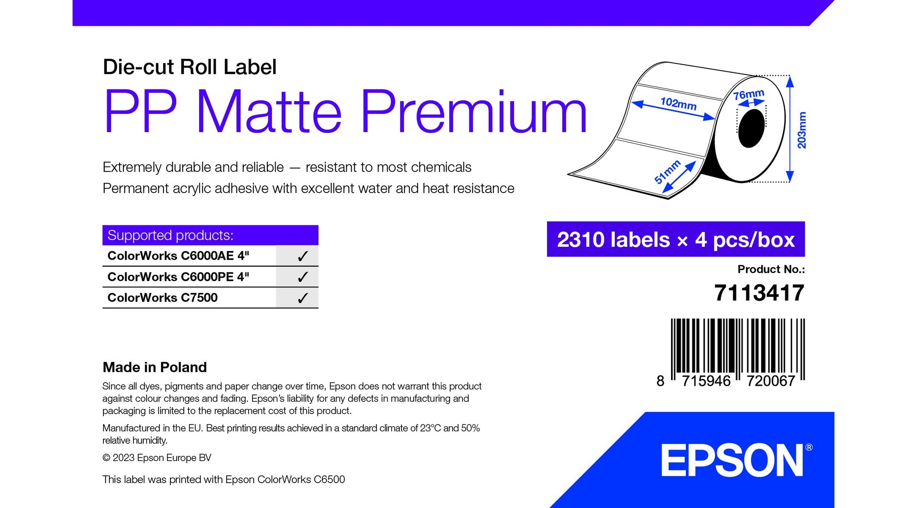 Epson 7113417 étiquette à imprimer Blanc Imprimante d'étiquette adhésive
