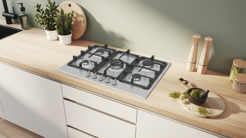 Bosch Bosch Serie 4 PGQ7B5K90 plaque Acier inoxydable Intégré 75 cm Gaz 5 zone(s)