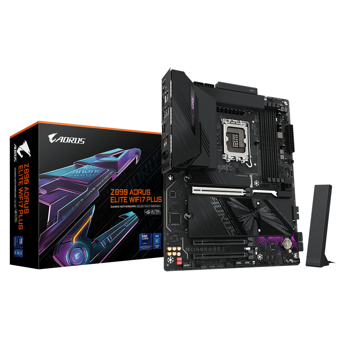 GIGABYTE Z890 AORUS ELITE WIFI7 PLUS Carte Mère – Compatible avec les processeurs Intel Core Ultra (Série 2), VRM 16+1+2 phases, jusqu’à 9466 MHz DDR5 (OC), 1x PCIe 5.0 + 3x PCIe 4.0, Wi-Fi 7, LAN 5 GbE, USB 4