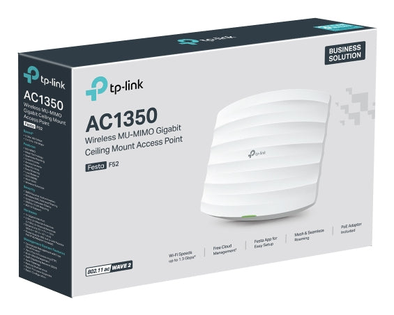 TP-Link FESTA F52 point d'accès réseaux locaux sans fil 867 Mbit/s Blanc Connexion Ethernet, supportant l'alimentation via ce port (PoE)