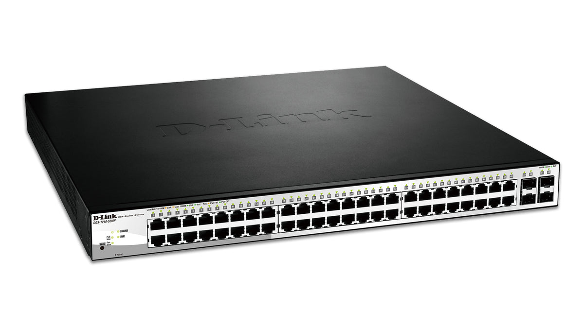 D-Link DGS-1210-52MP Switch Gigabit Ethernet Géré L2 PoE, 48 Ports RJ-45, 4 SFP, Noir/Gris