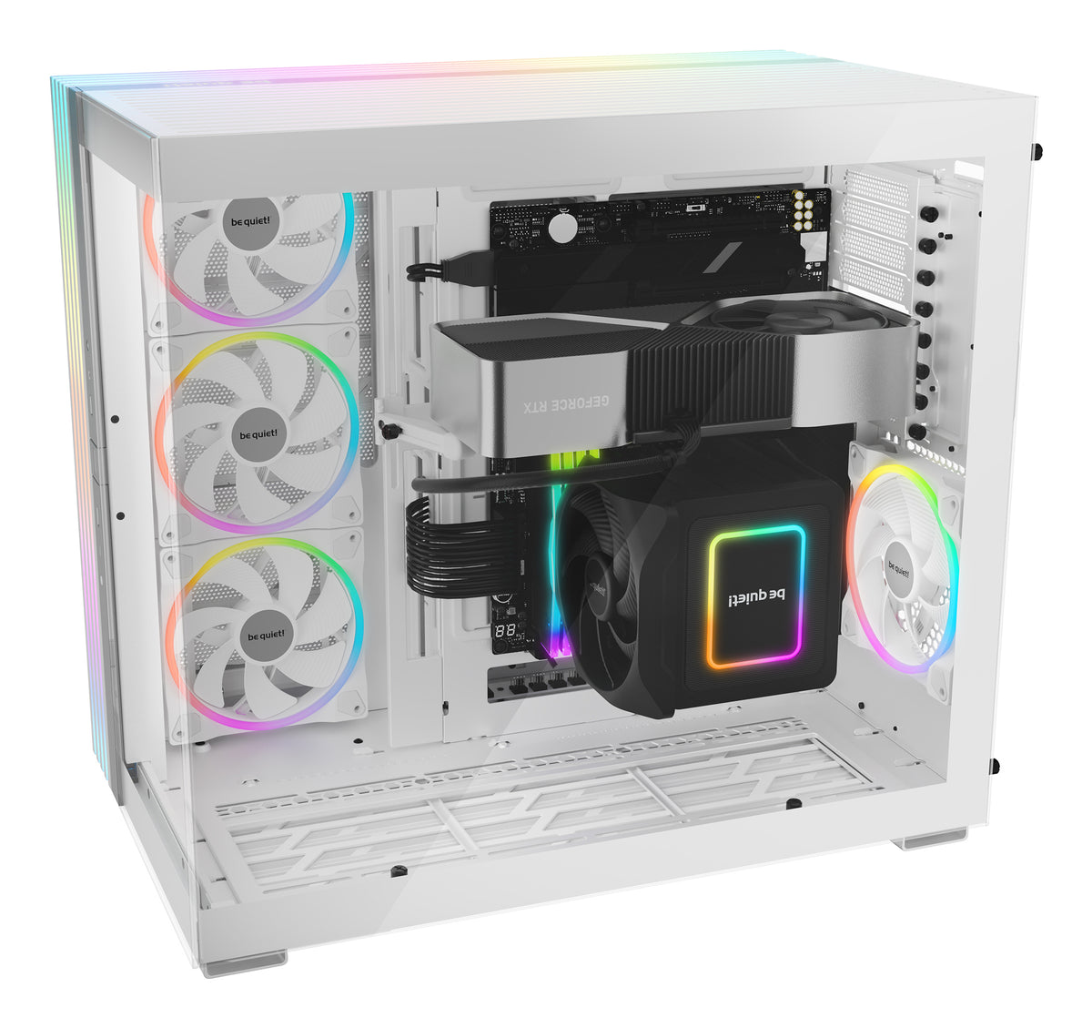 be quiet! Light Base 900 FX Blanc | Boîtier PC ARGB vitré, Mini ITX / Micro ATX / ATX / E-ATX / XL-ATX, 4 ventilateurs L