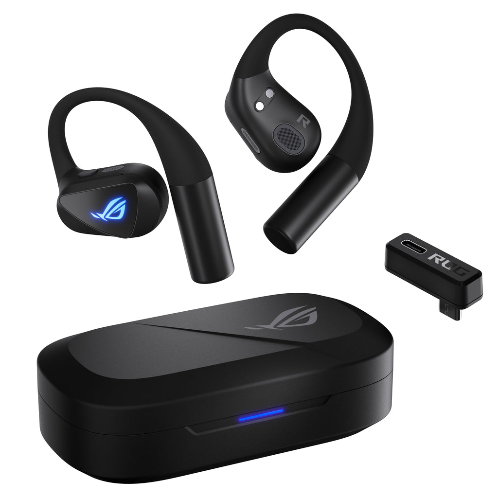ASUS ROG Cetra Open Wireless, Écouteurs Gaming TWS avec Crochets Auriculaires, Bluetooth, Noir