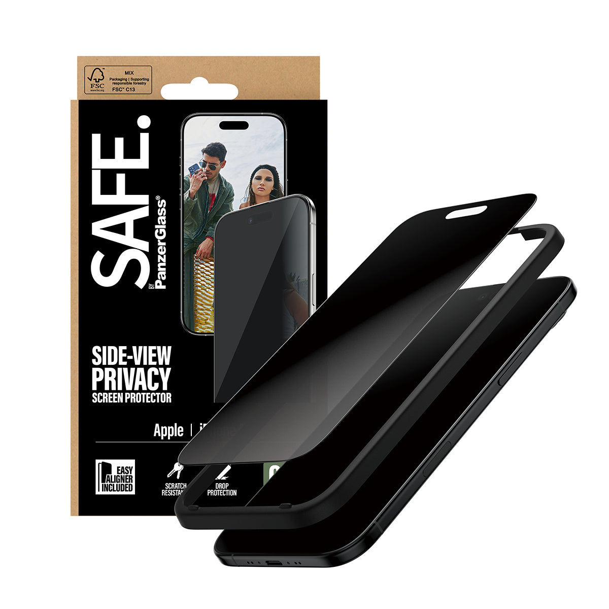 PanzerGlass SAFE. by ® 2-Way Privacy Screen Protector iPhone Air | Ultra-Wide Fit w. EasyAligner Protection d'écran transparent Apple 1 pièce(s)