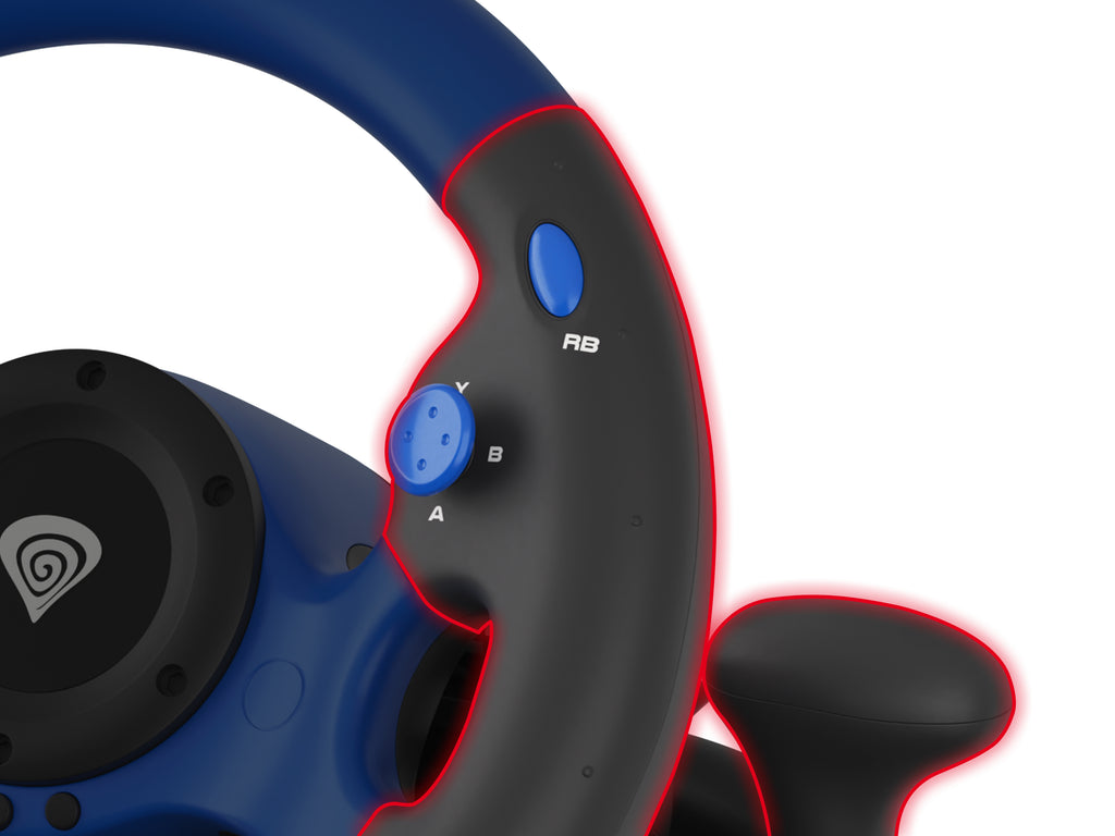 Volant et Pédales Seaborg 350 Noir et Bleu USB pour PC, PS4, PS3, Xbox Series X/S, Xbox One, Xbox 360, Nintendo Switch