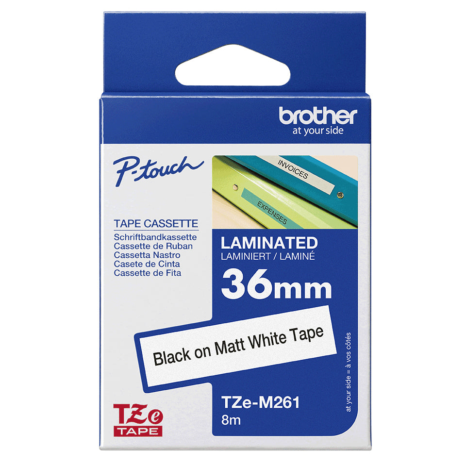 Brother TZE-M261 ruban d'étiquette Noir sur blanc - vue 3