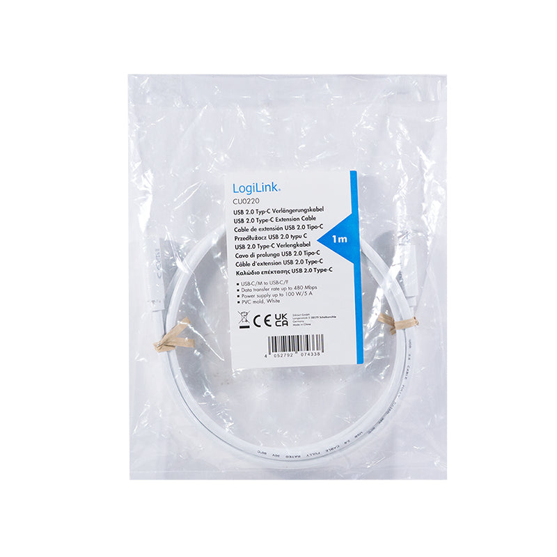 LogiLink CU0221 câble USB USB 2.0 2 m USB C 0,48 Gbit/s 100 W Blanc