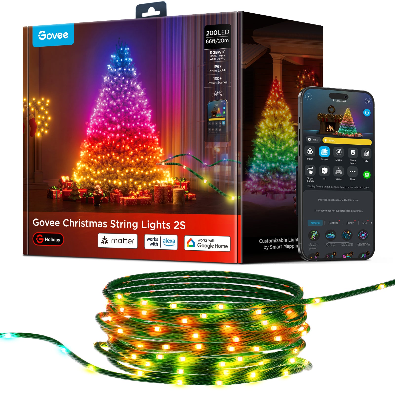 Govee H80C4 Guirlande lumineuse intelligente Wi-Fi/Bluetooth 15 W