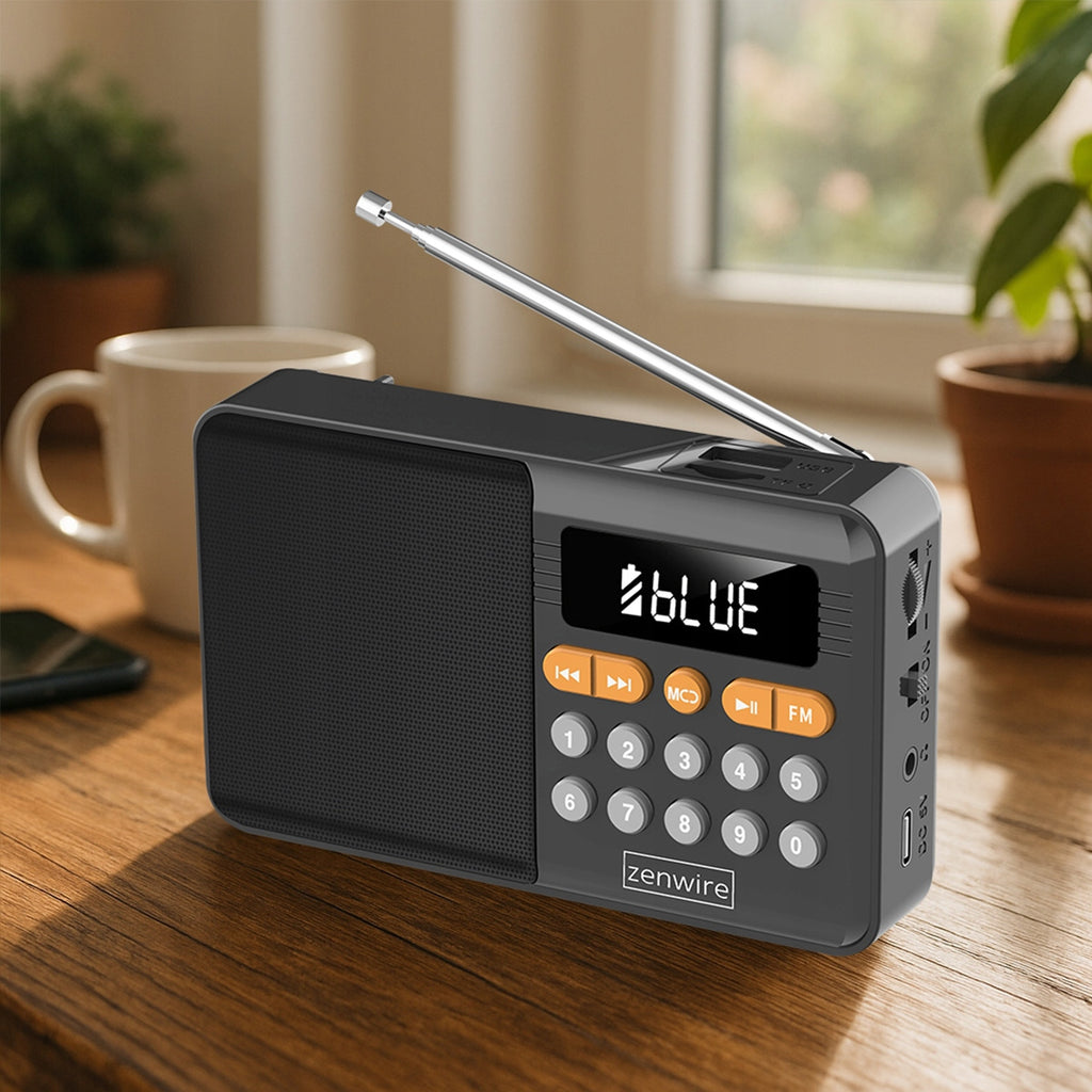 Mini radio FM Bluetooth portable à piles, haut-parleur sans fil pour la cuisine Zenwire YSF-005BT