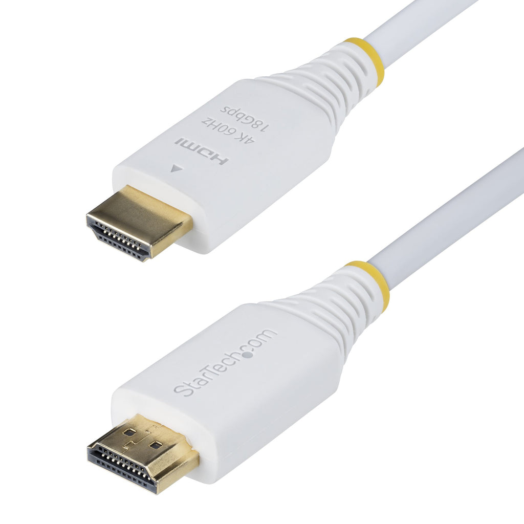 StarTech.com Câble HDMI Haut Débit Certifié Premium de 3m, 4K 60 Hz/1440p 144 Hz, HDR10/HDCP 2.2/ARC, 18 Gbps, Câble UHD HDMI 2.0 pour Téléviseur/Moniteur/Écran, Gaine TPE, Blanc