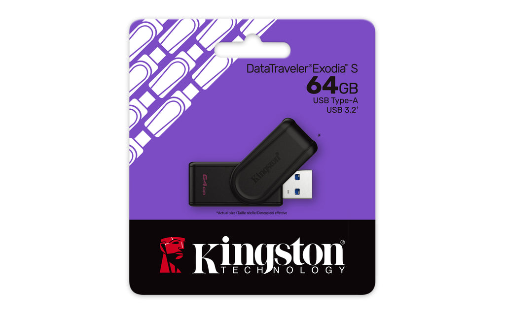 Kingston Technology DataTraveler 64GB Portable USB 3.2 Gen 1 Exodia S (Noir/Noir)