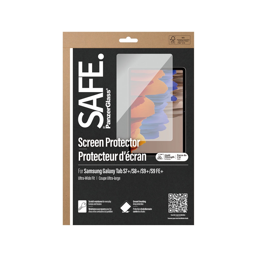 PanzerGlass PanzerGlass SAFE. by ® Screen Protector Samsung Galaxy Tab S7+ | S8+ | S9+ | S9 FE+ | Ultra-Wide Fit Protection d'écran transparent 1 pièce(s)