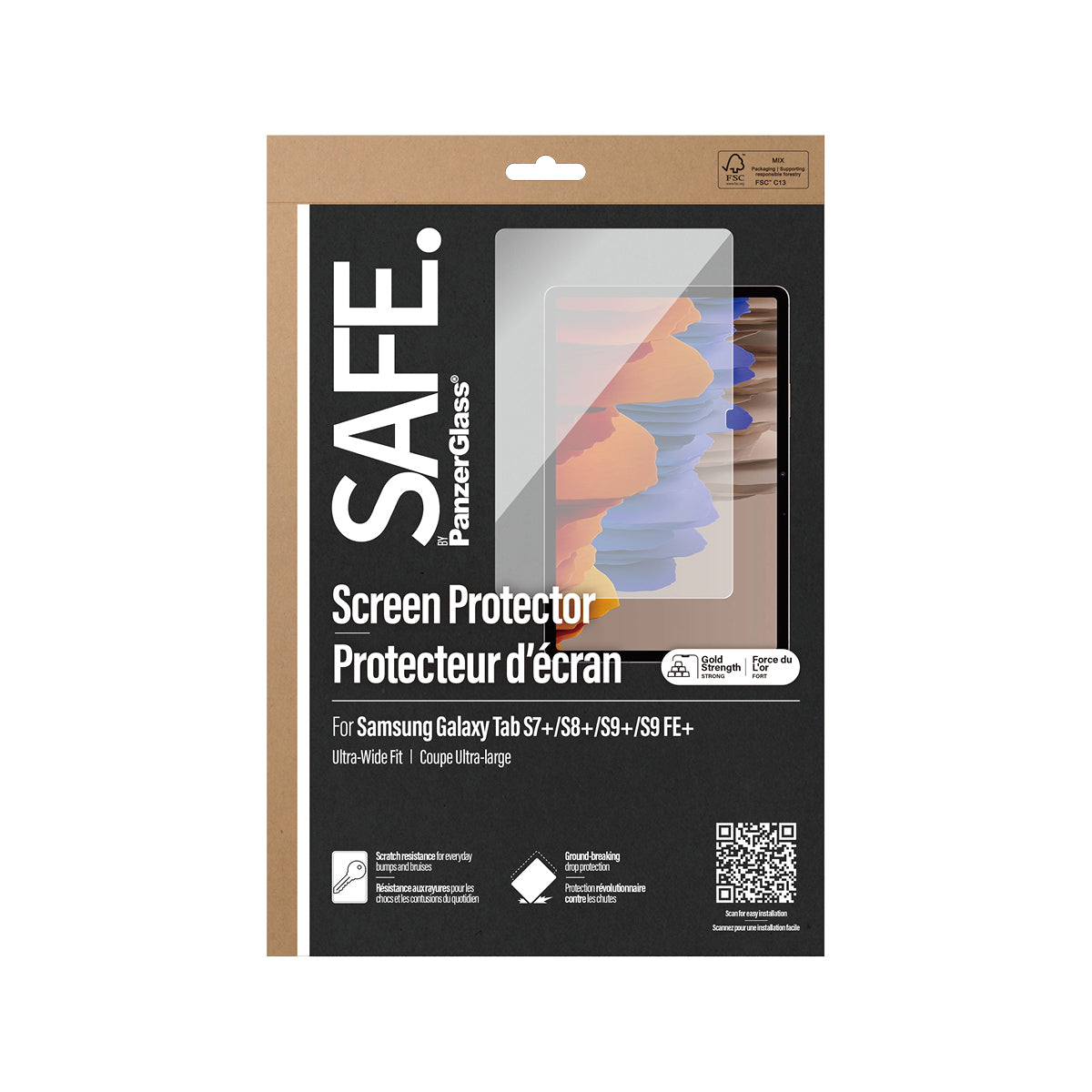 PanzerGlass PanzerGlass SAFE. by ® Screen Protector Samsung Galaxy Tab S7+ | S8+ | S9+ | S9 FE+ | Ultra-Wide Fit Protection d'écran transparent 1 pièce(s)