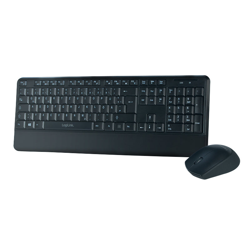LogiLink ID0161 Ensemble Clavier et Souris Sans Fil RF, Disposition QWERTZ Allemand, Noir