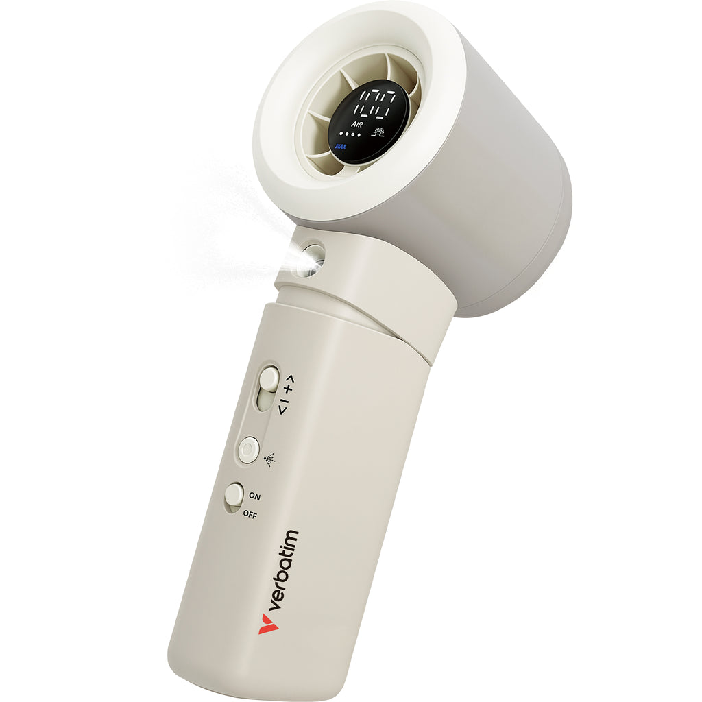 Verbatim Cool 'n' Go Aqua Breeze Ventilateur à Main, Blanc et Argent