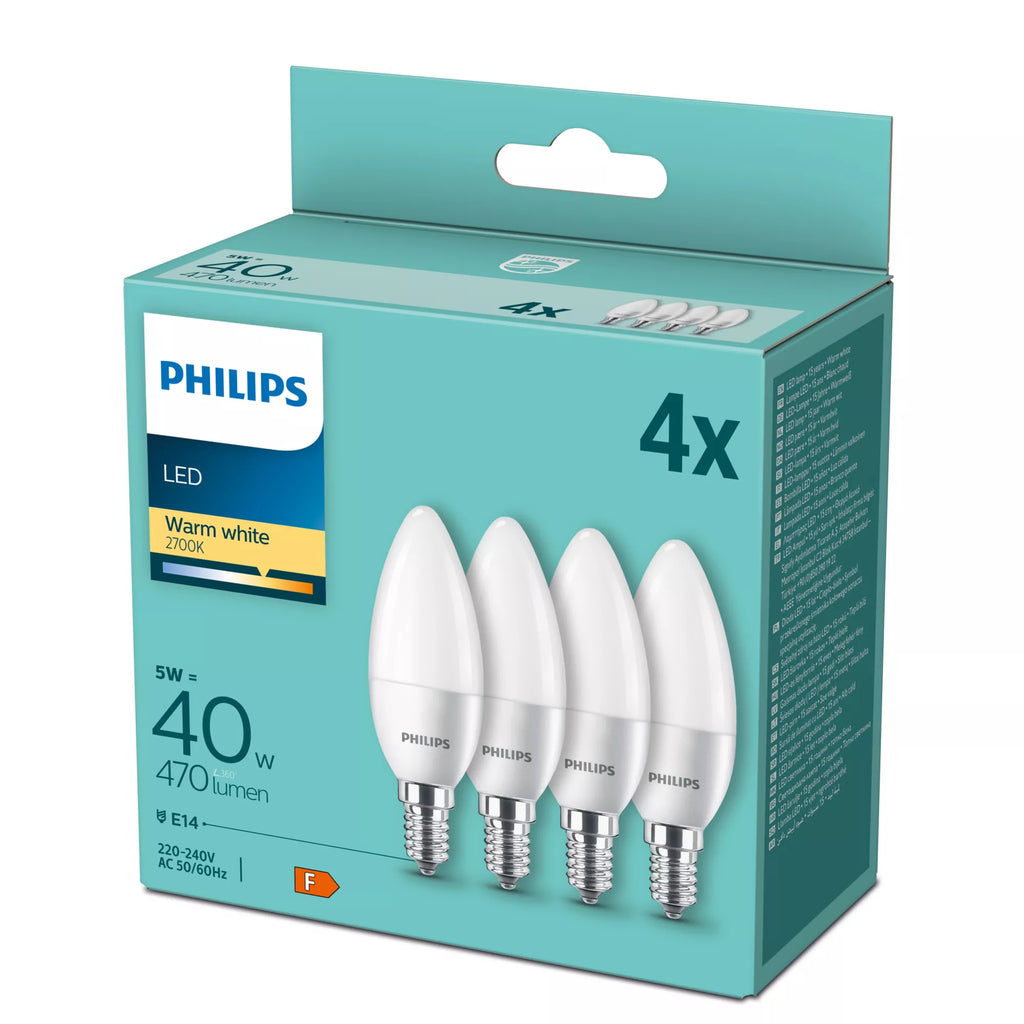 Philips Ampoule flamme 40 W B35 E14 x 4