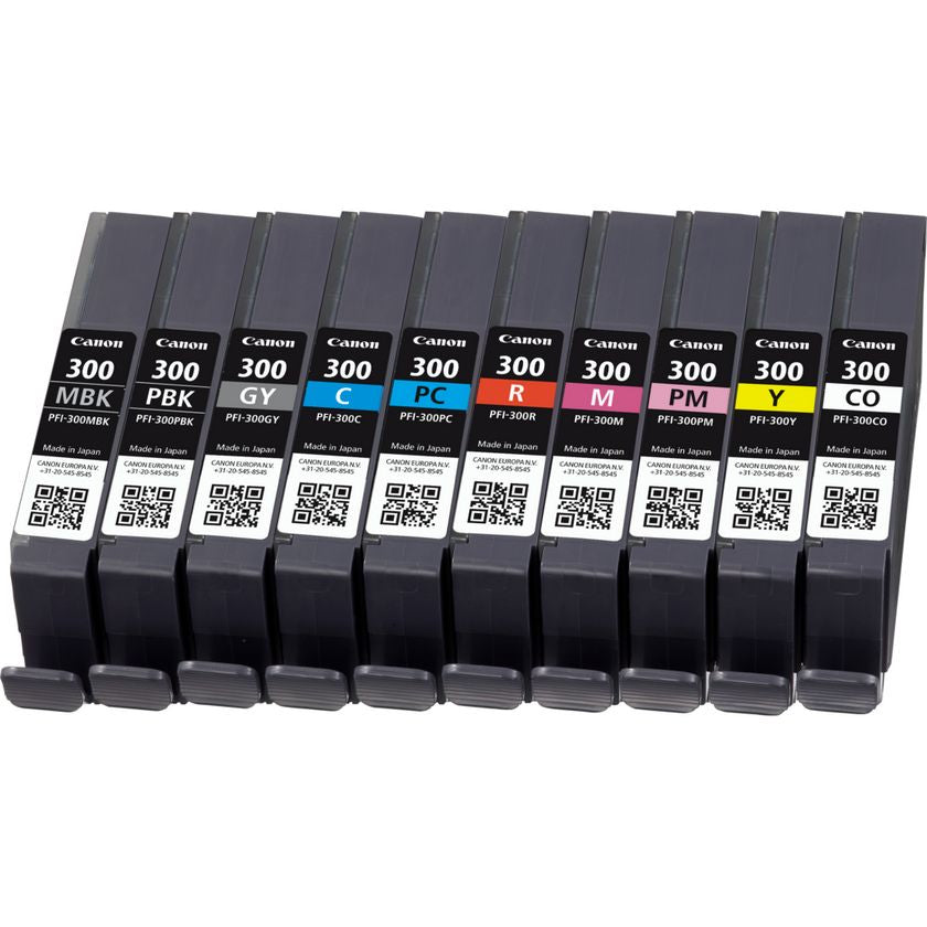 Canon PFI-300 Lot de 10 Cartouches d'Encre Originales, Couleurs Assorties
