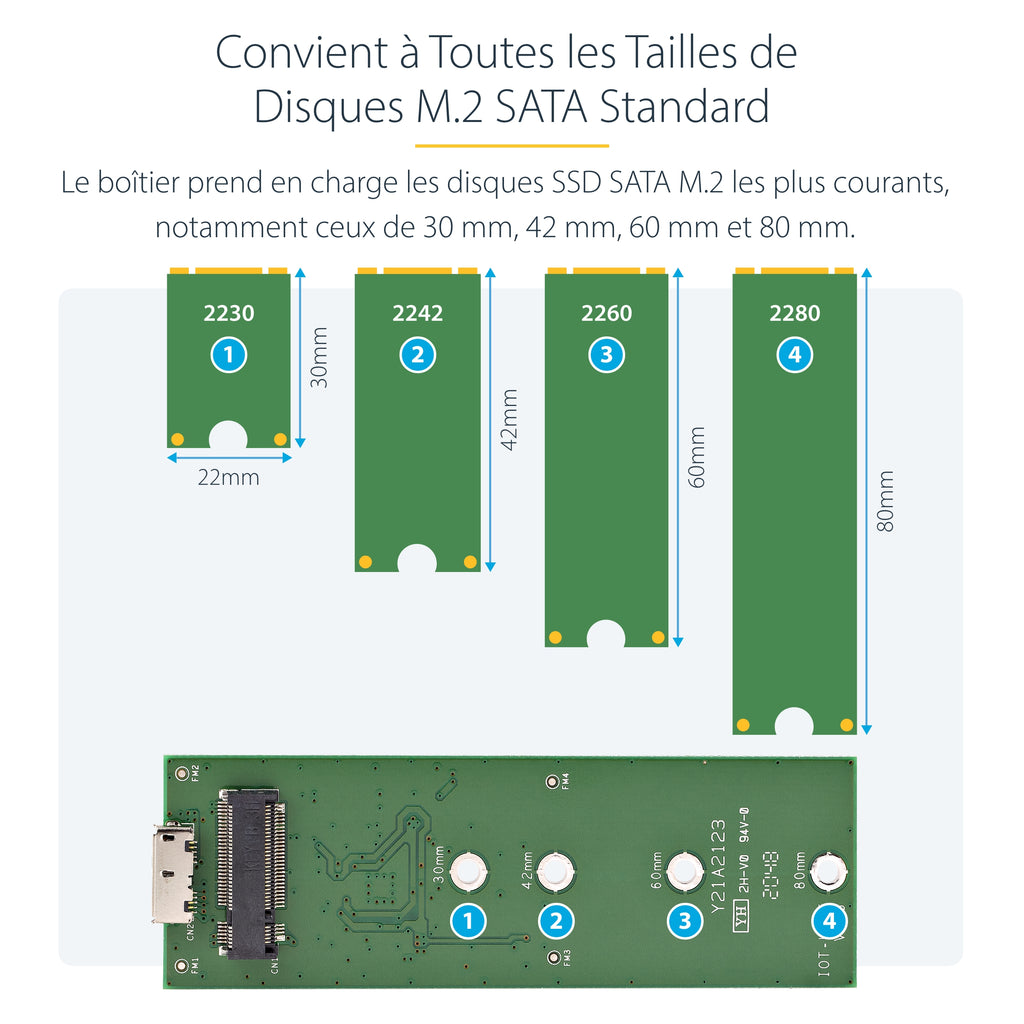 StarTech.com Boîtier Aluminium M.2 SSD vers USB 3.0 (5Gbps) avec UASP - Noir - M.2 NGFF SATA avec Clé B & Clé B+M - Boîtier Externe M.2 Portable - Non Compatible avec NVMe / AHCI