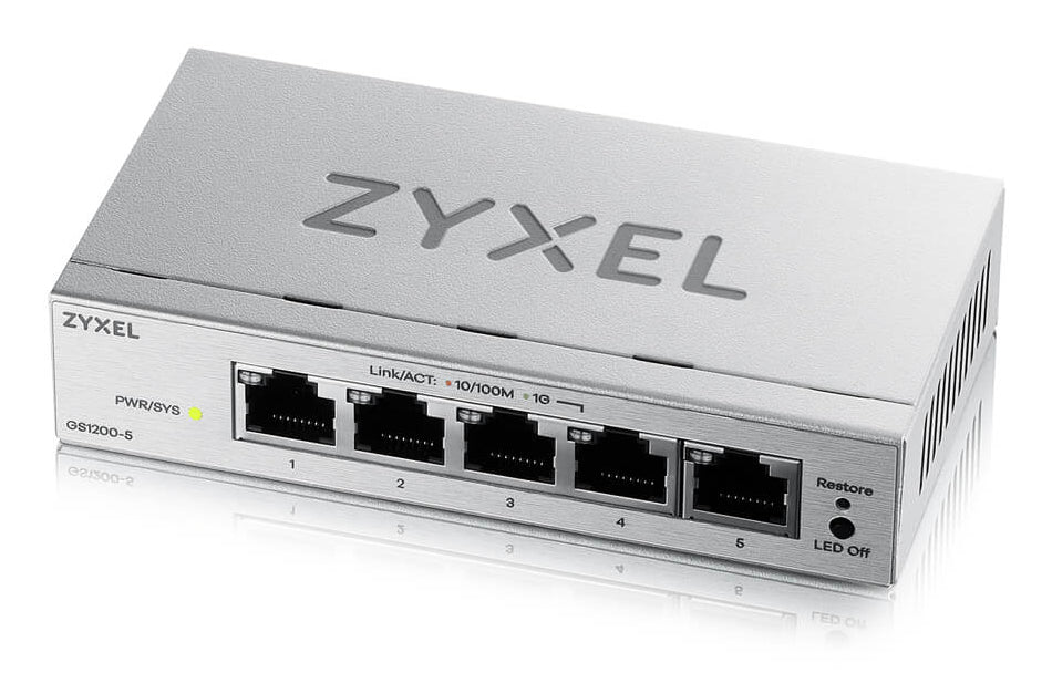 Zyxel GS1200-5V3 Switch Gigabit Ethernet L2 Géré, 5 Ports RJ-45, Gris