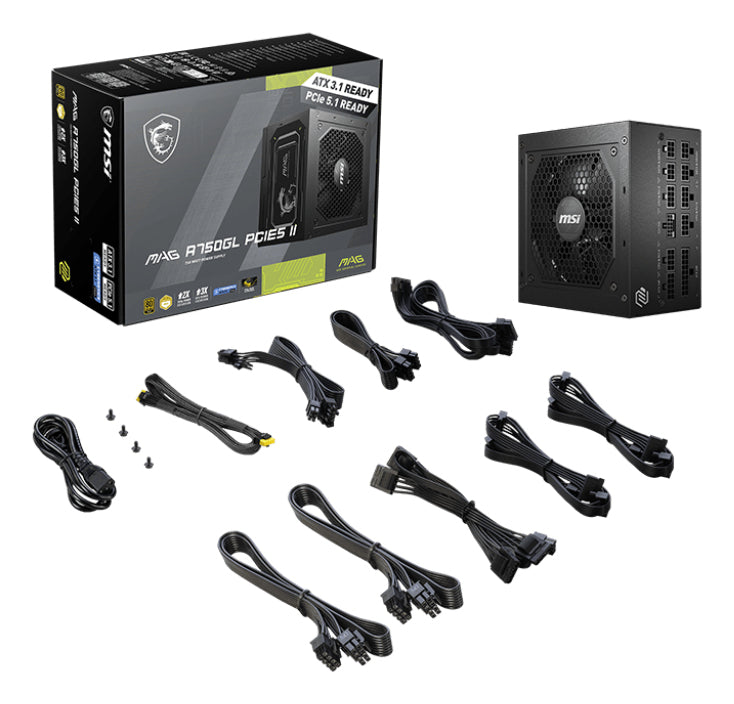 MSI MAG A750GL PCIE5 II unité d'alimentation d'énergie 750 W 20+4 pin ATX ATX Noir