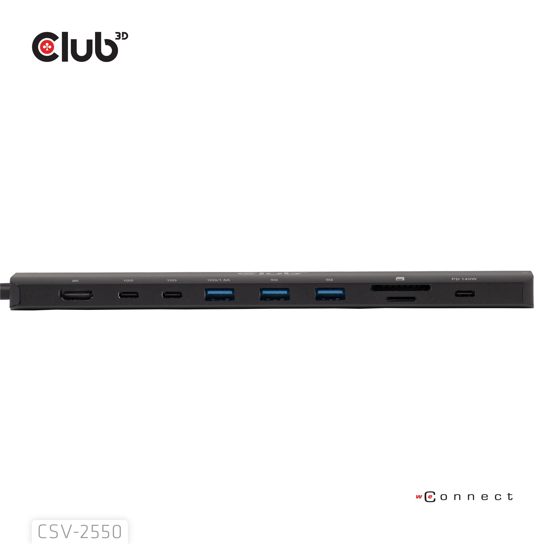 CLUB3D CSV-2550 station d'accueil Avec fil USB Type-C Noir