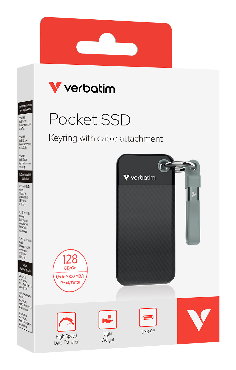 SSD 128GB Verbatim Pocket SSD USB 3.2 Gen 2 Black/Grey - vue 4