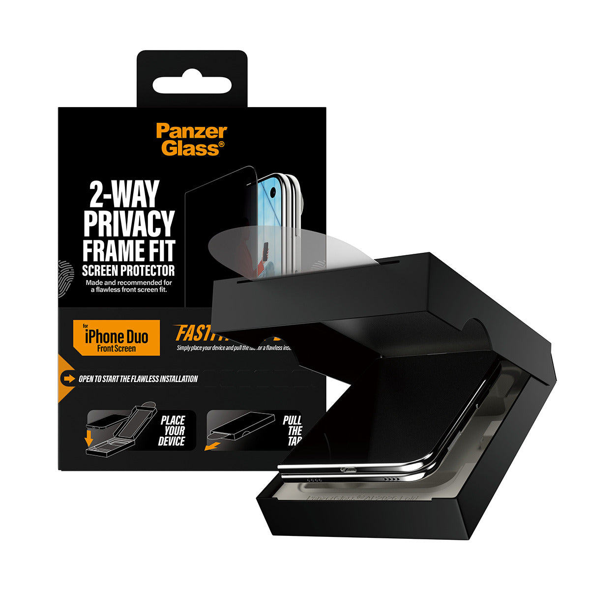 PanzerGlass ® 2-Way Privacy Front Screen Protector iPhone Duo | FRAME FIT w. FASTFIT IN-A-BOX Protection d'écran transpa