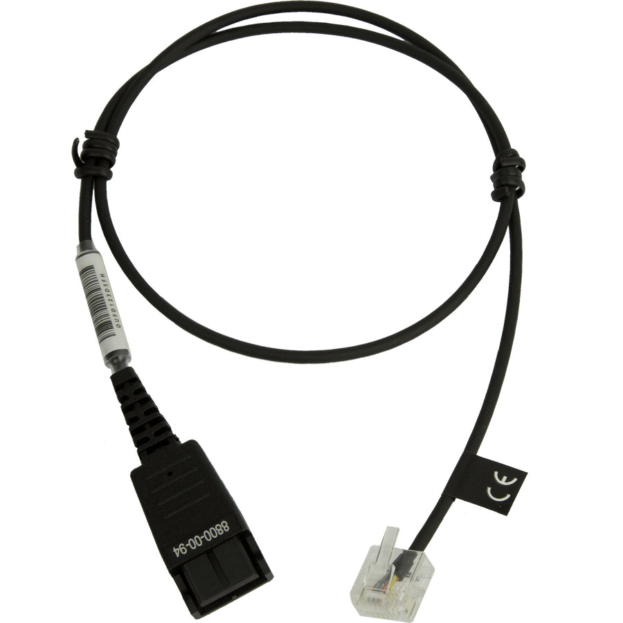 Câble de Remplacement pour Casque et Oreillettes, Connecteurs RJ-45 vers QD, 0,5 m, Noir et Transparent