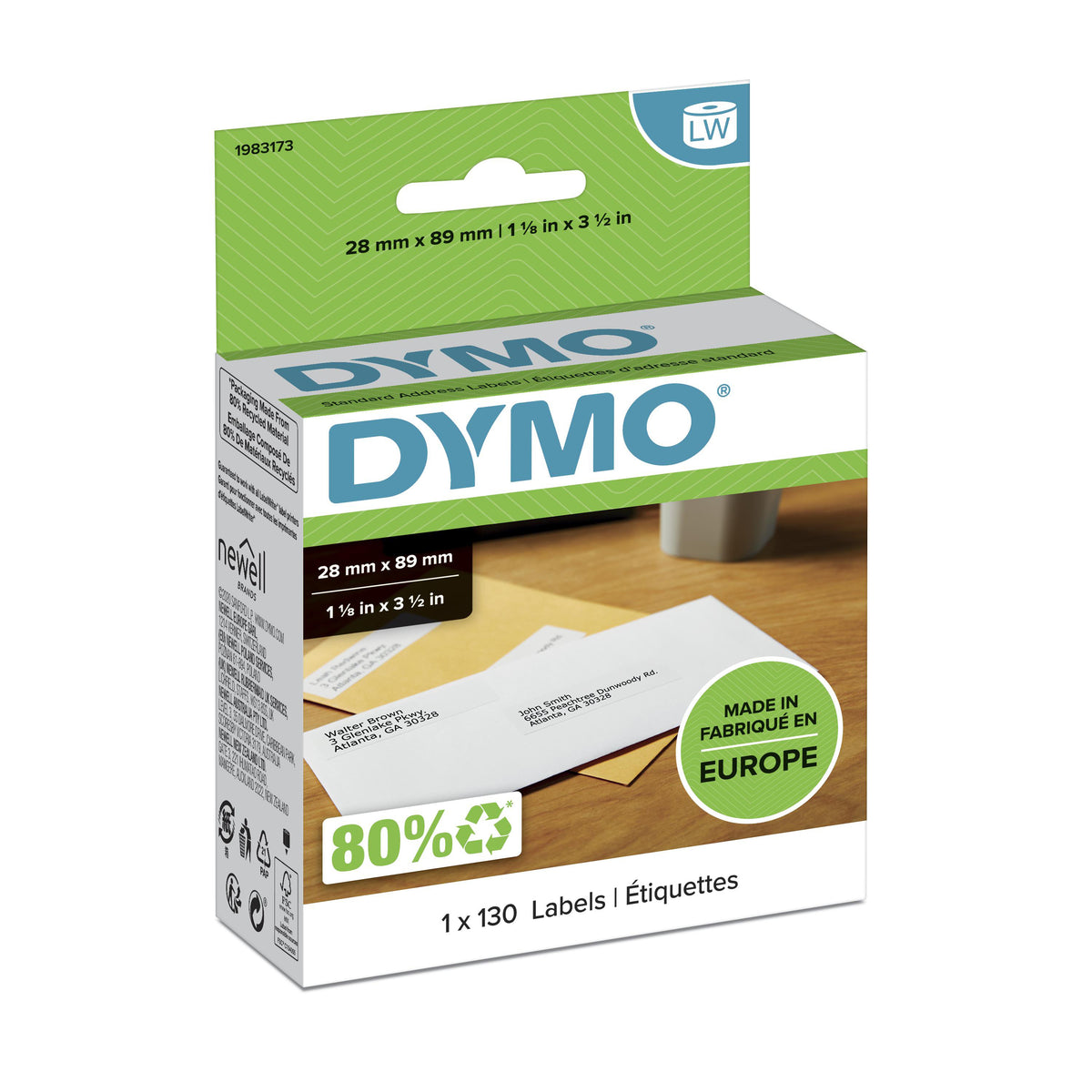DYMO LW petites étiquettes d'adressage autocollantes authentiques | 28 mm x 89 mm | rouleau de 130 étiquettes faciles à 