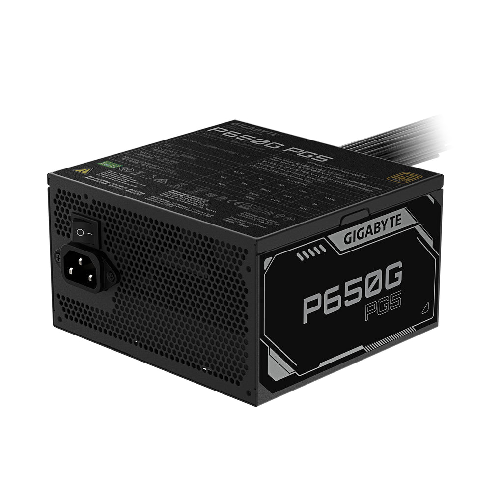 GIGABYTE P650G PCIE 5.1 Alimentation – PCIe 5.1, 80 PLUS Silver, ventilateur 120mm, compatible ATX 3.1, prise EU