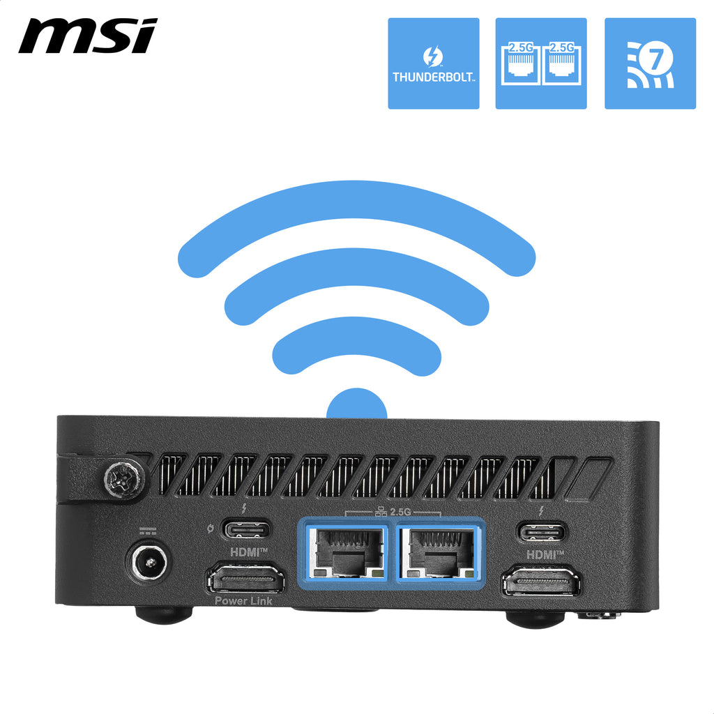 MSI Cubi NUC AI+ 3MG-004EU Copilot+ PC Intel Core Ultra 5 322 16 Go DDR5-SDRAM 512 Go SSD Windows 11 Pro Mini PC Noir
