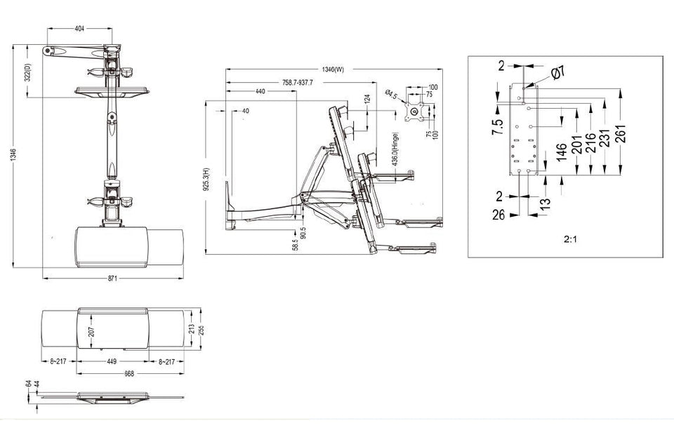 Support et Équerre de Station de Travail pour PC Tout-en-un, 15" à 27", Charge 11,5 kg, Blanc