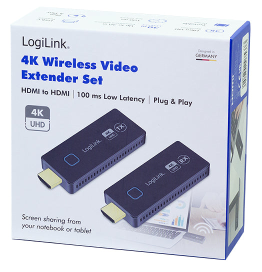 LogiLink HDW0102 Extension Audio/Vidéo Émetteur et Récepteur AV, 4K, Noir