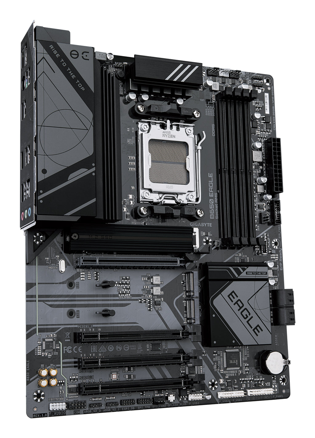 GIGABYTE B650 EAGLE Carte mère - AMD Ryzen série 9000, VRM 12+2+2 phases, jusqu'à 7600 MHz DDR5 (OC), 1xPCIe 5.0 + 2xPCIe 4.0 M.2, LAN GbE, USB 3.2 Gen 2