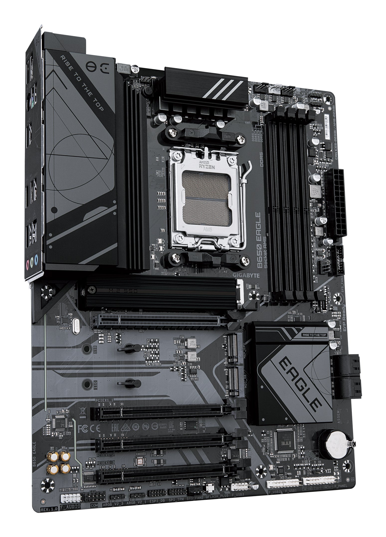 GIGABYTE B650 EAGLE Carte mère - AMD Ryzen série 9000, VRM 12+2+2 phases, jusqu'à 7600 MHz DDR5 (OC), 1xPCIe 5.0 + 2xPCIe 4.0 M.2, LAN GbE, USB 3.2 Gen 2