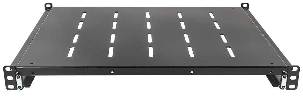 Intellinet 19 Sliding Shelf, 1U, 800 to 1000mm Depth, shelf depth 550mm, Black Rackhylde Sort
