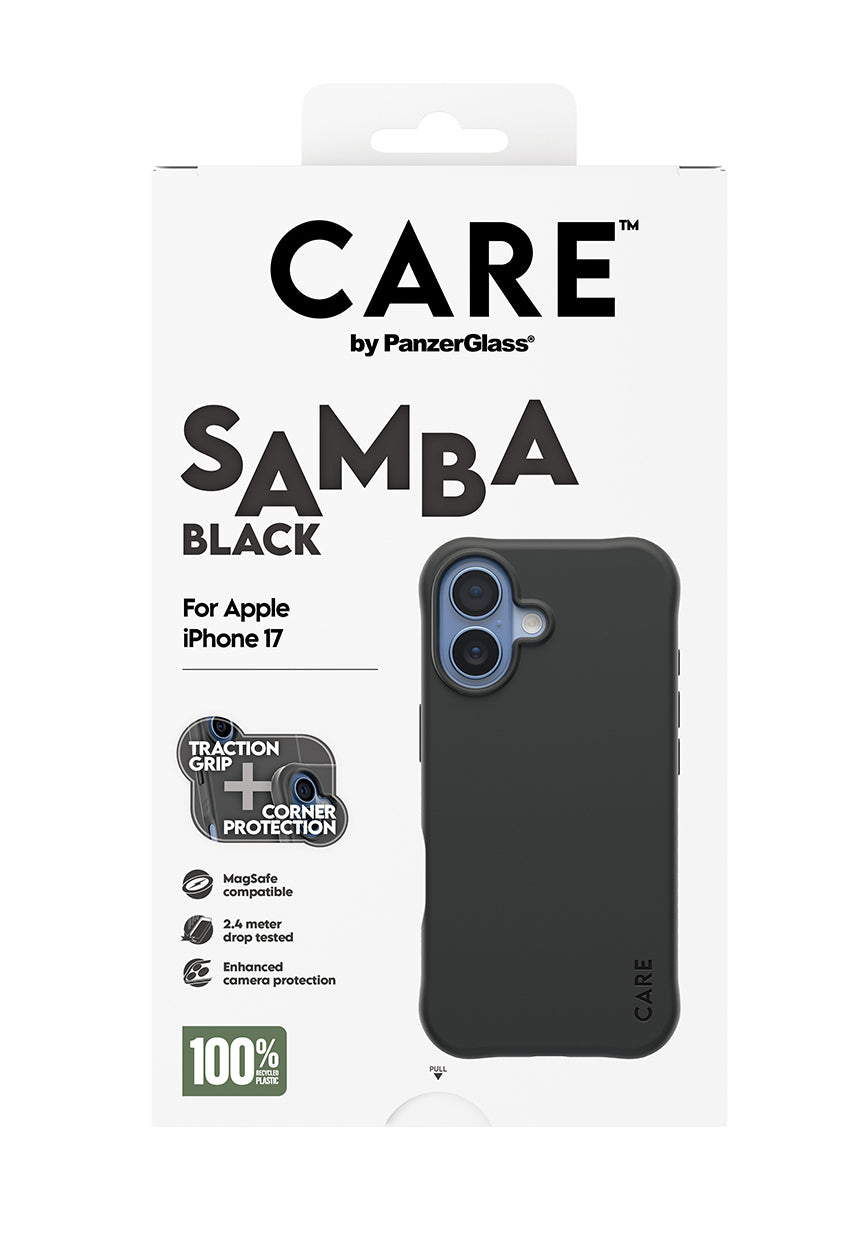 PanzerGlass CARE™ by ® Samba Case Black w. MagSafe iPhone 17 coque de protection pour téléphones portables Housse Noir