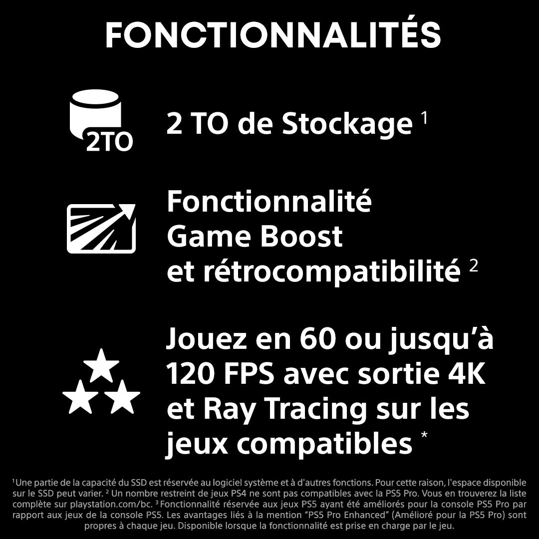 Sony Sony PlayStation 5 Pro 2 To Wifi Noir, Blanc