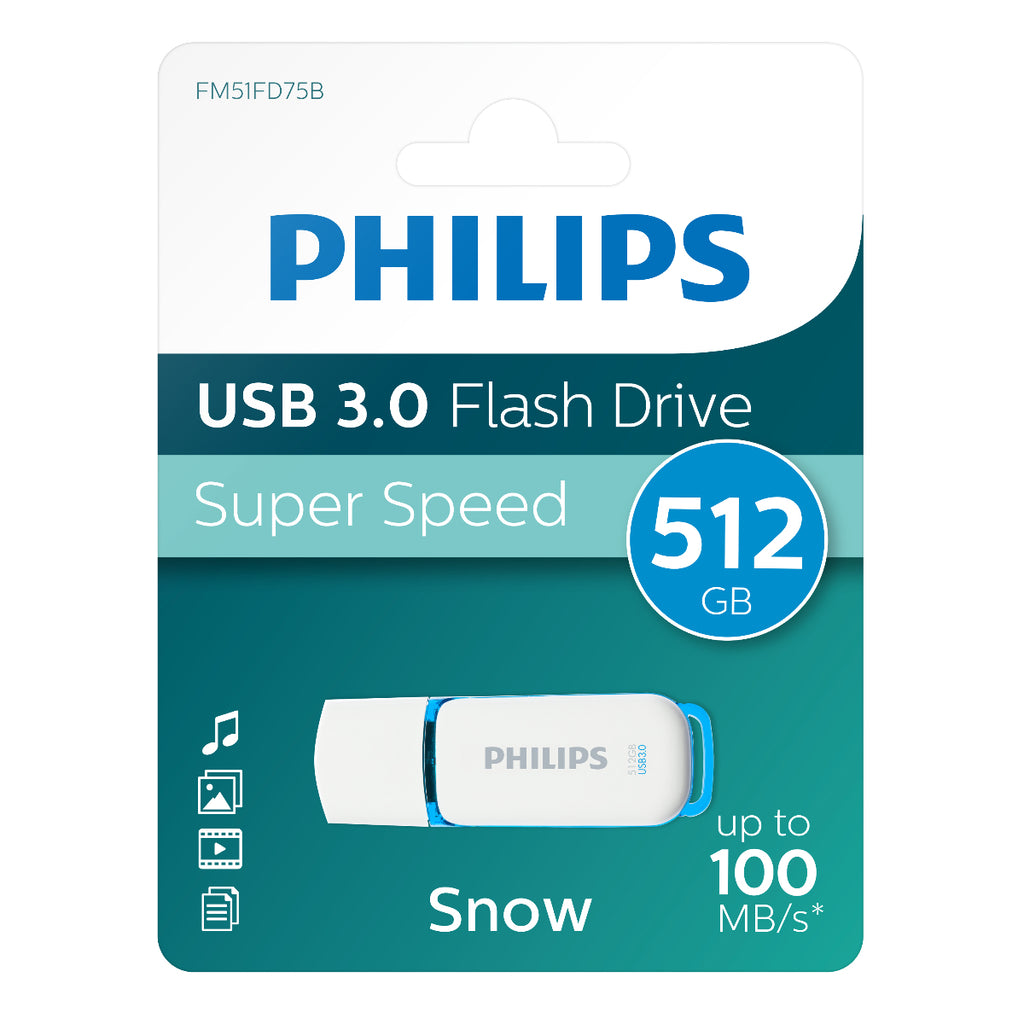 Philips FM51FD75B lecteur USB flash 512 Go USB Type-A 3.2 Gen 1 (3.1 Gen 1) Blanc