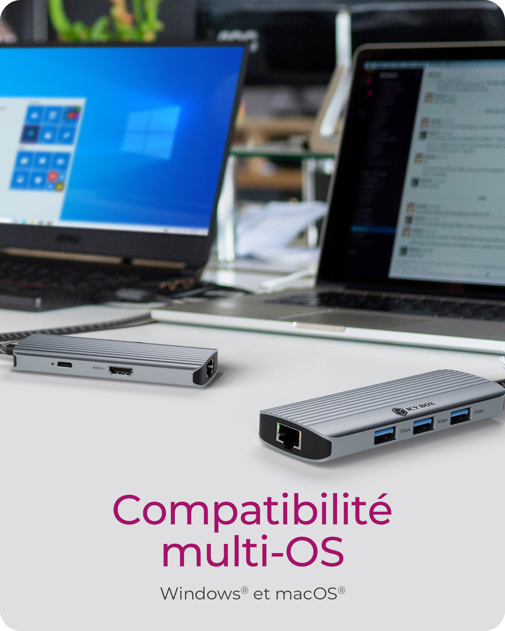 ICY BOX IB-DK4034a-CPD Avec fil USB 3.2 Gen 1 (3.1 Gen 1) Type-C Aluminium, Argent