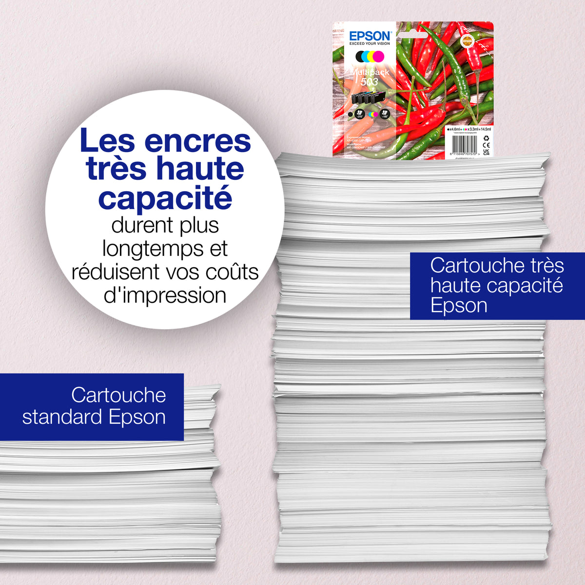 Epson 503XL Cartouches d'Encre Originales Rendement Élevé (XL), Noir, Cyan, Magenta, Jaune, Pack de 4