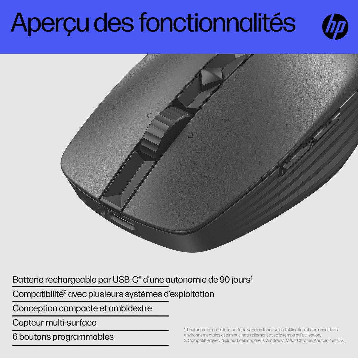 HP Souris Multi-périphériques Rechargeable 715