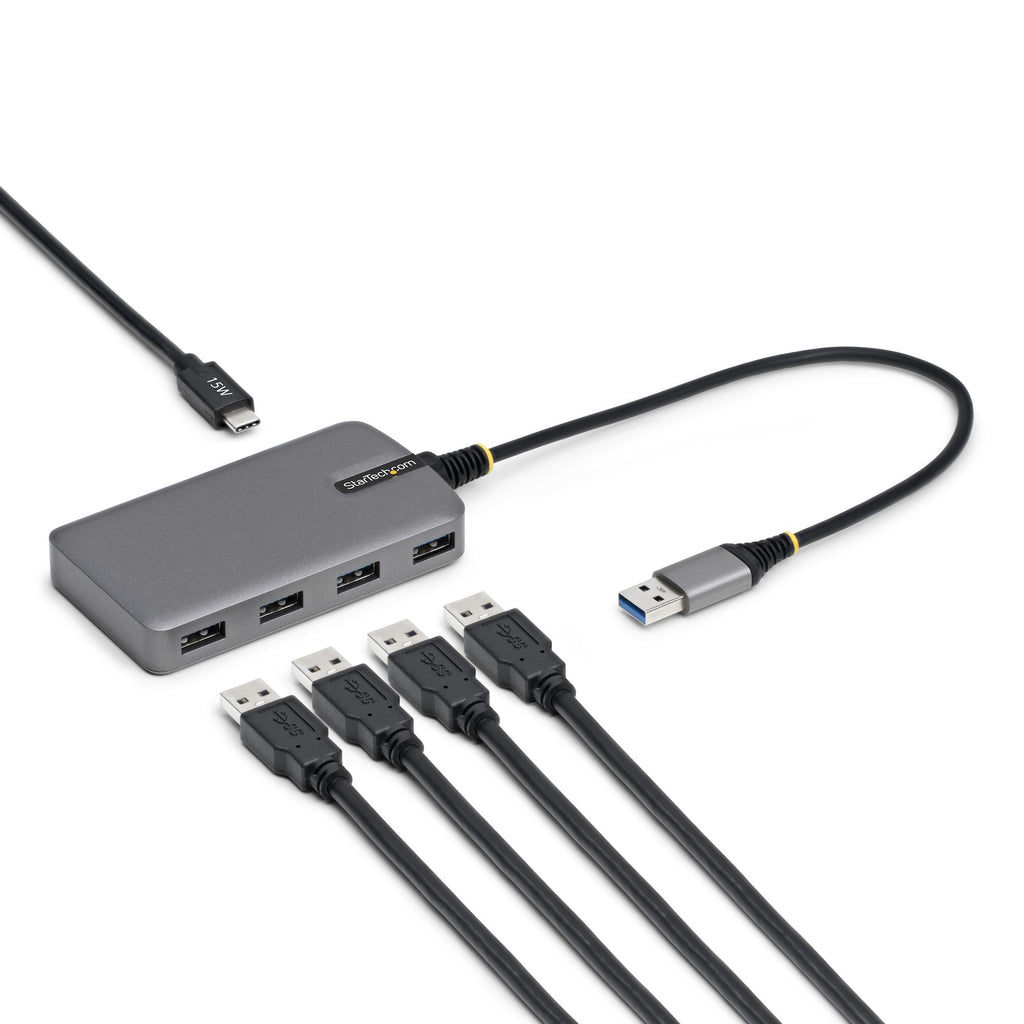 StarTech.com Hub USB-A 4 Ports, 5 Gbps, Alimenté par Bus, Hub USB-A vers 4 Ports USB-A avec Entrée d'Alimentation Auxiliaire USBC, Câble Hôte de 30 cm, Hub USB Portable pour PC de Bureau/Portable