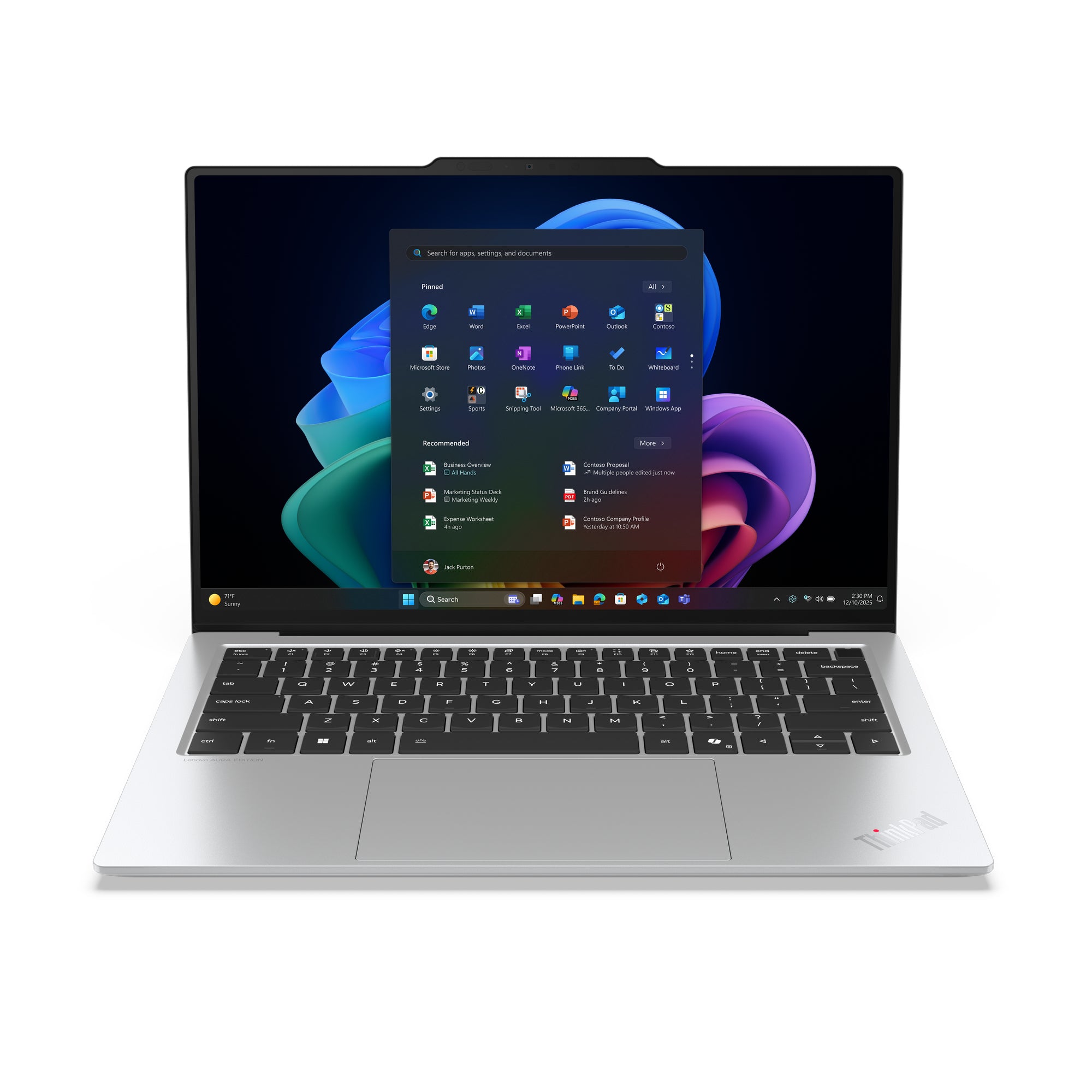 Lenovo ThinkPad X9-14 Gen 1 Aura Edition Copilot+ PC Intel Core Ultra 7 258V Ordinateur portable 35,6 cm (14") Écran tactile 2.8K 32 Go LPDDR5x-SDRAM 1 To SSD Wi-Fi 7 (802.11be) Windows 11 Pro Allemand Blanc
