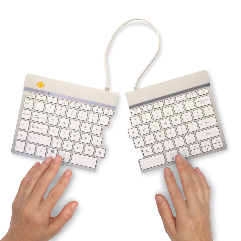 R-Go Tools R-Go Tools Clavier ergonomique R-Go Split Break avec logiciel de pause, clavier ergonomique divisé, QWERTY (US), bluetooth, blanc