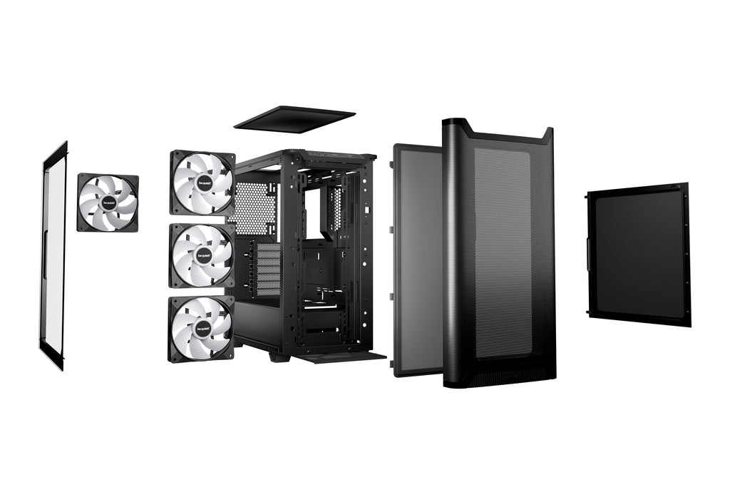 be quiet! Pure Base 501 Noir | Boîtier PC vitré, Mini ATX / Micro ATX / ATX, 4 ventilateurs Light Wings LX PWM, ARGB