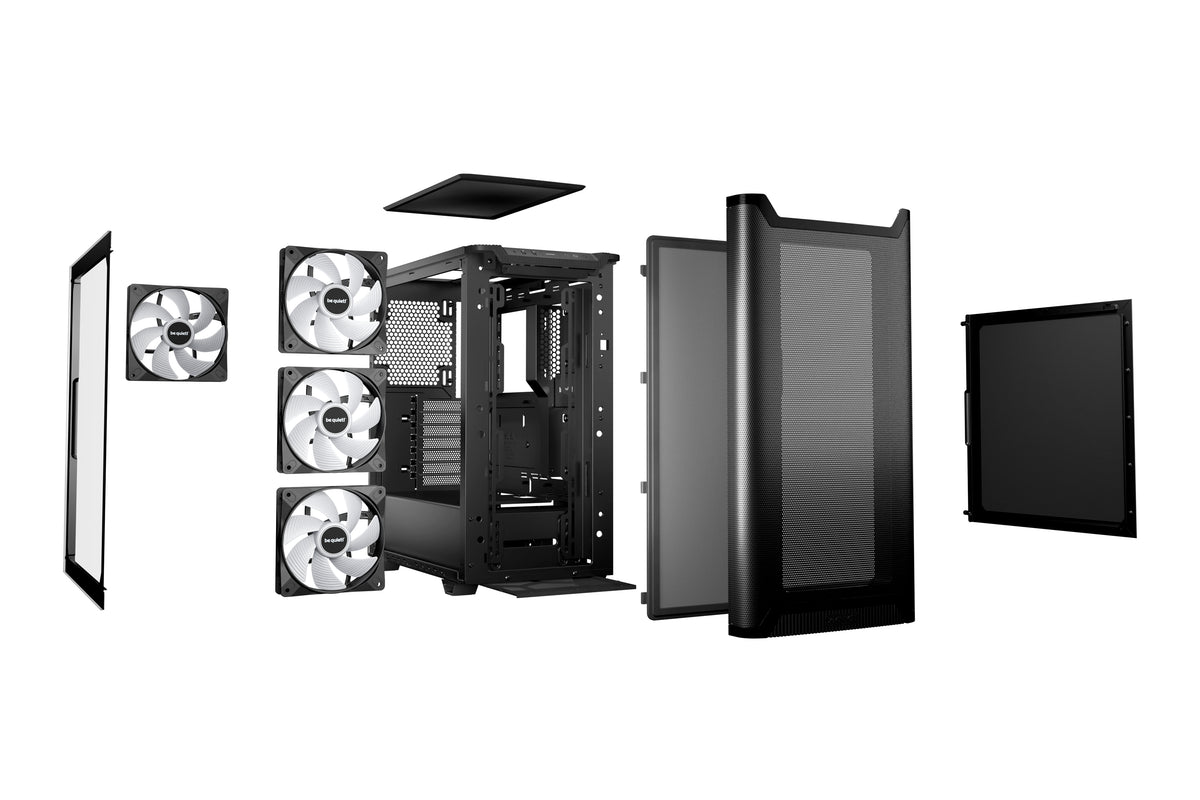 be quiet! Pure Base 501 Noir | Boîtier PC vitré, Mini ATX / Micro ATX / ATX, 4 ventilateurs Light Wings LX PWM, ARGB