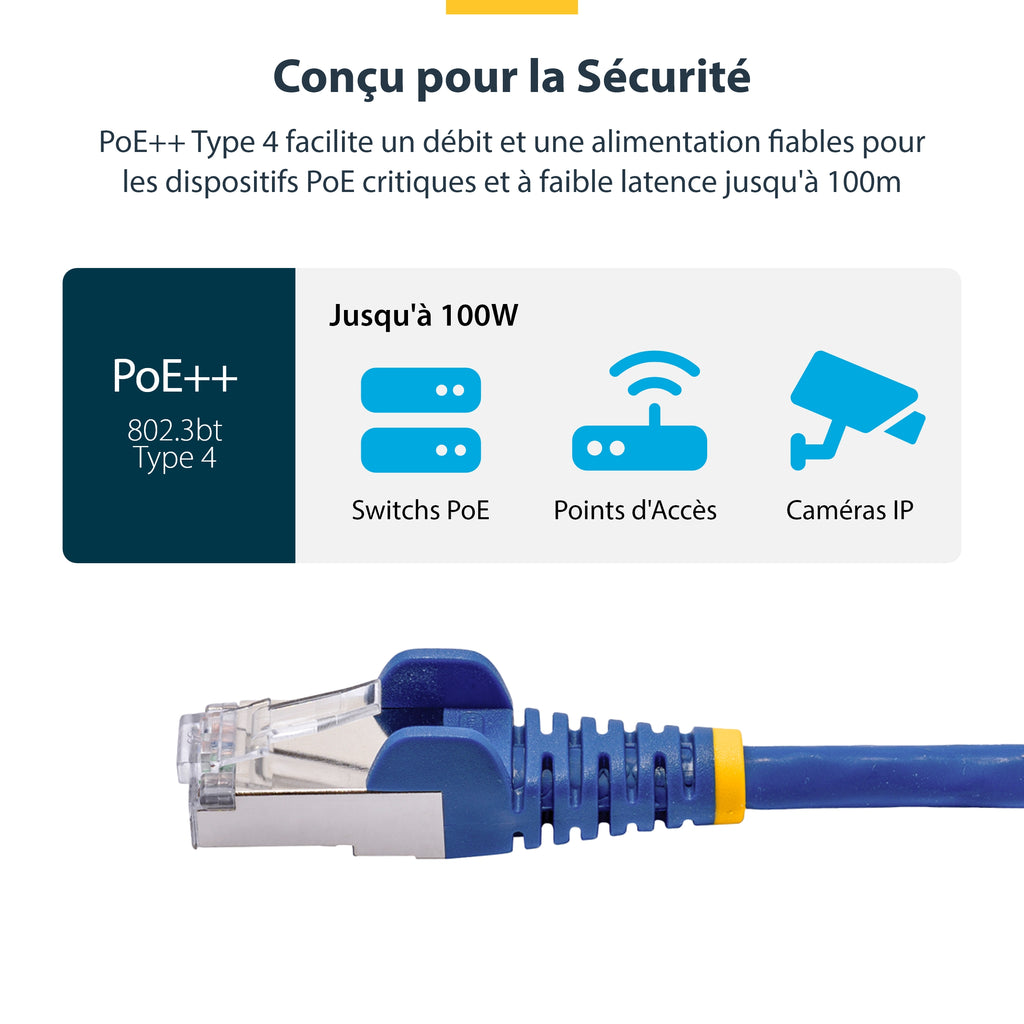 StarTech.com Câble Ethernet CAT8 Bleu de 1m, RJ45 Snagless, 25G/40G, 2000MHz, 100W PoE++, S/FTP, Fil de Cuivre Pur 26AWG