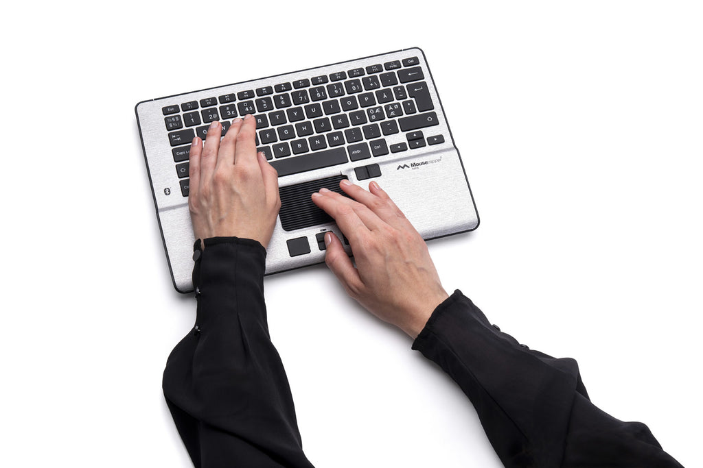 Clavier et Souris Mousetrapper Alpha Nordic, USB et Bluetooth, QWERTY Nordique, Noir et Argent